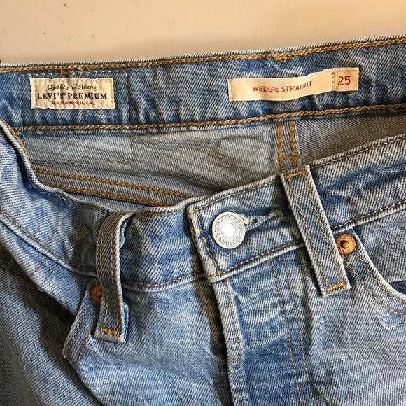 Levi’s Wedgie W25 (US 0/1) Straight Women’s Jeans Crop High Rise Button Fly - Picture 9 of 12